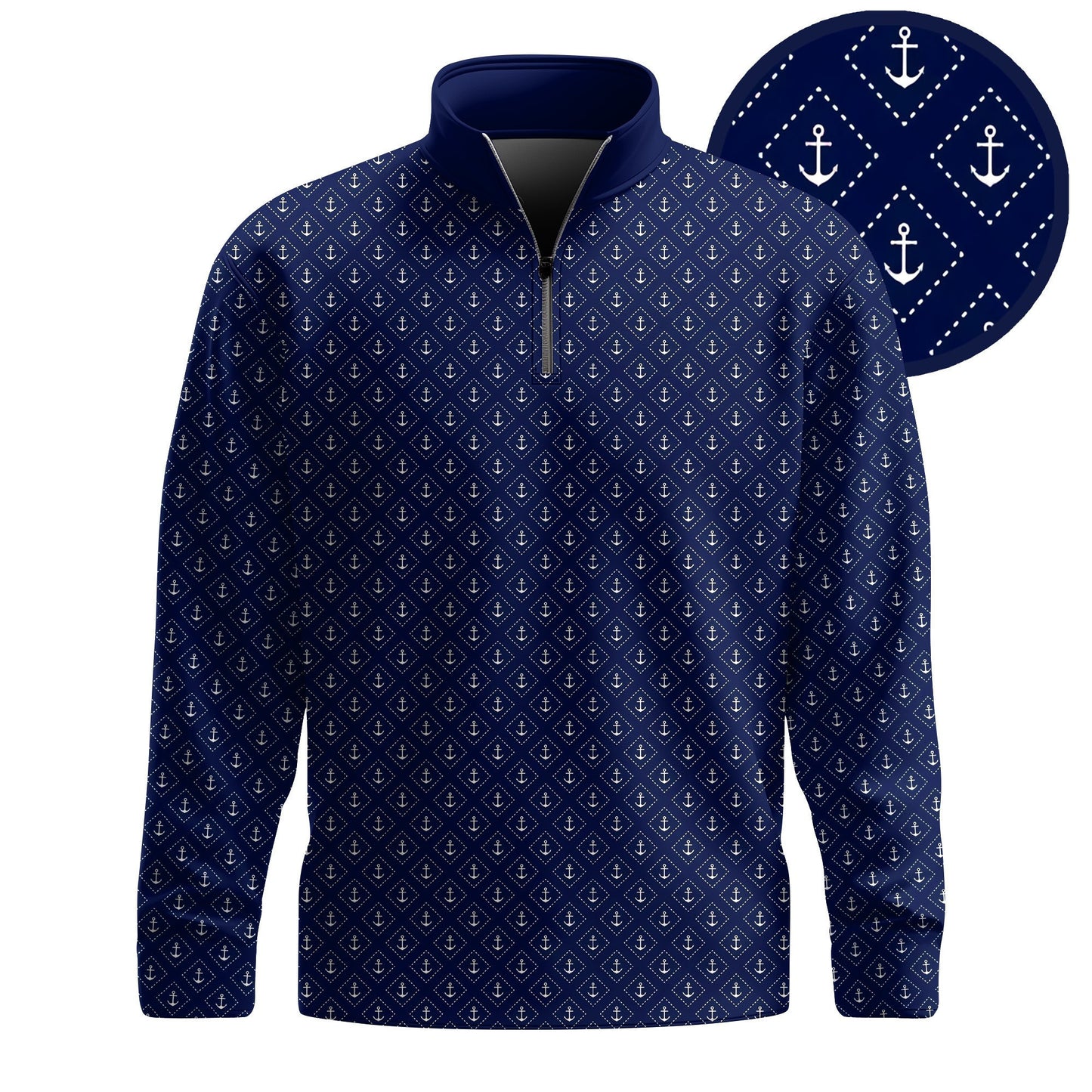 Blue White Anchor 2026  Men Quarter-zip Pullover