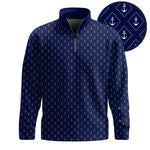 Blue White Anchor 2026  Men Quarter-zip Pullover