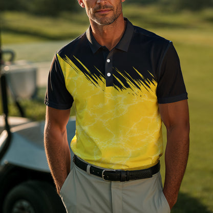 Black Yellow 2027 Sporty Men Polo Shirt