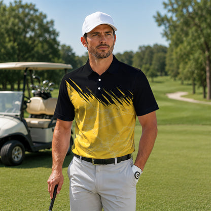 Black Yellow 2027 Sporty Men Polo Shirt
