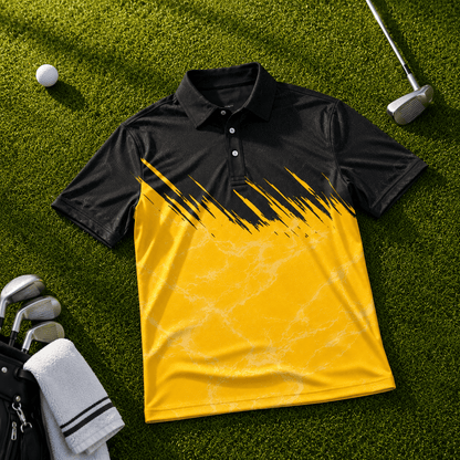 Black Yellow 2027 Sporty Men Polo Shirt
