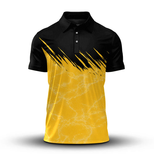 Black Yellow 2027 Sporty Men Polo Shirt