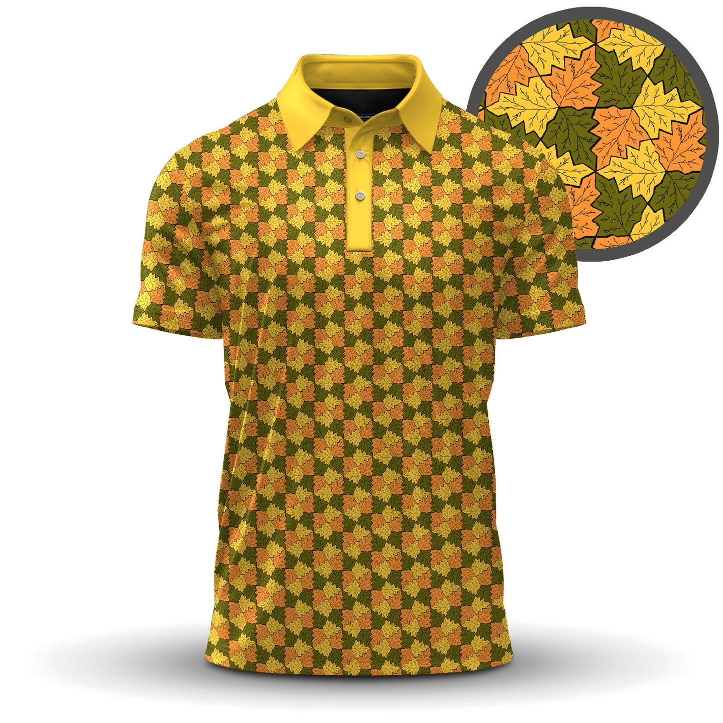 2026  Leafy Pattern Men Polo Shirt