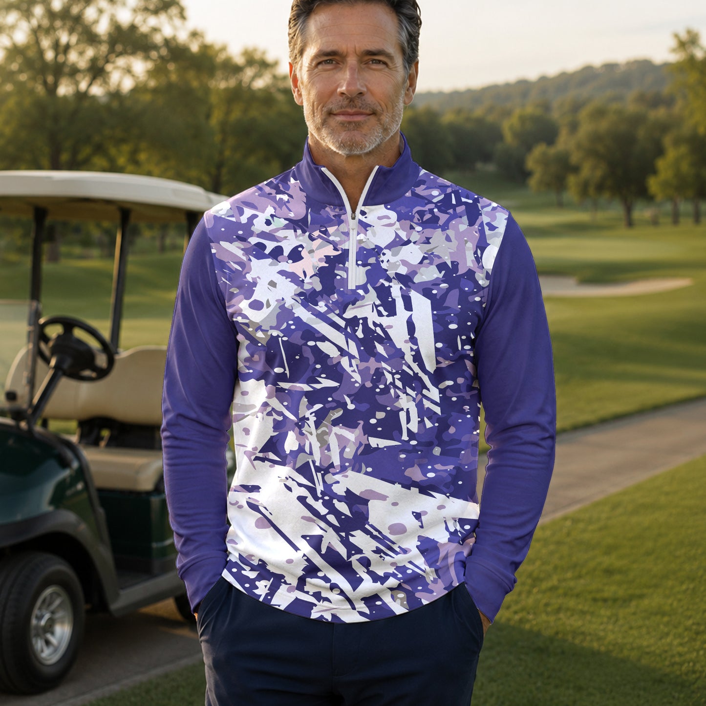 Loud Purple Painting Men Quarter-zip Pullover