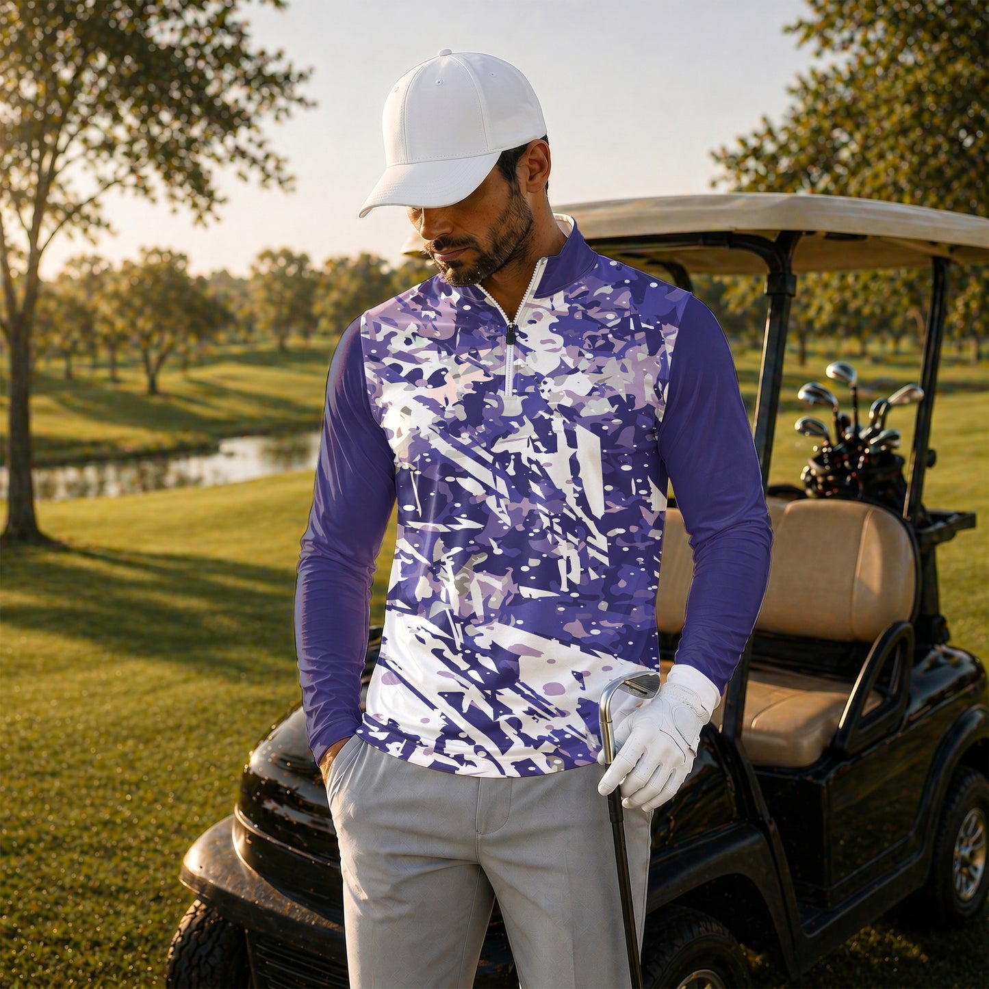 Loud Purple Painting Men Quarter-zip Pullover