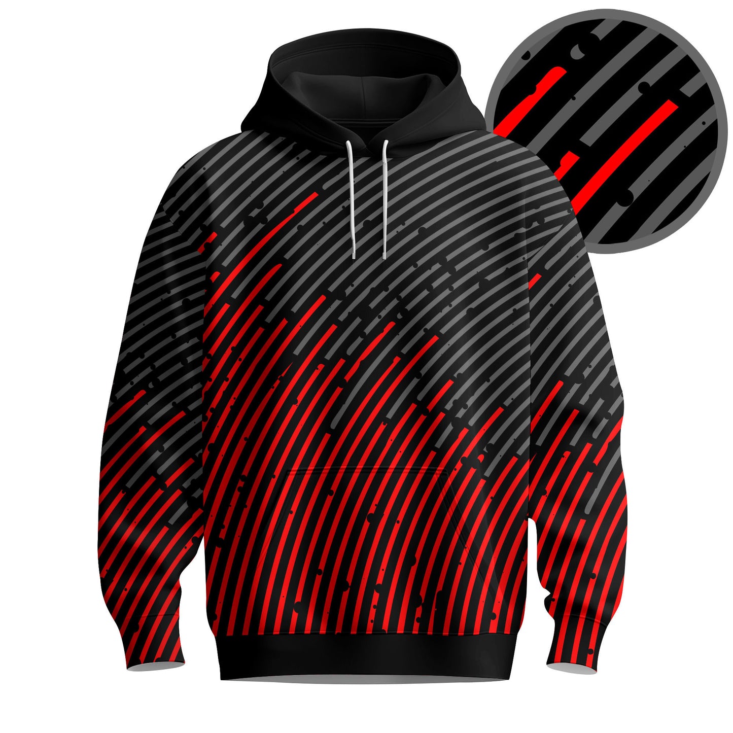 Circular Pattern Black Red 2026  Men Hoodie
