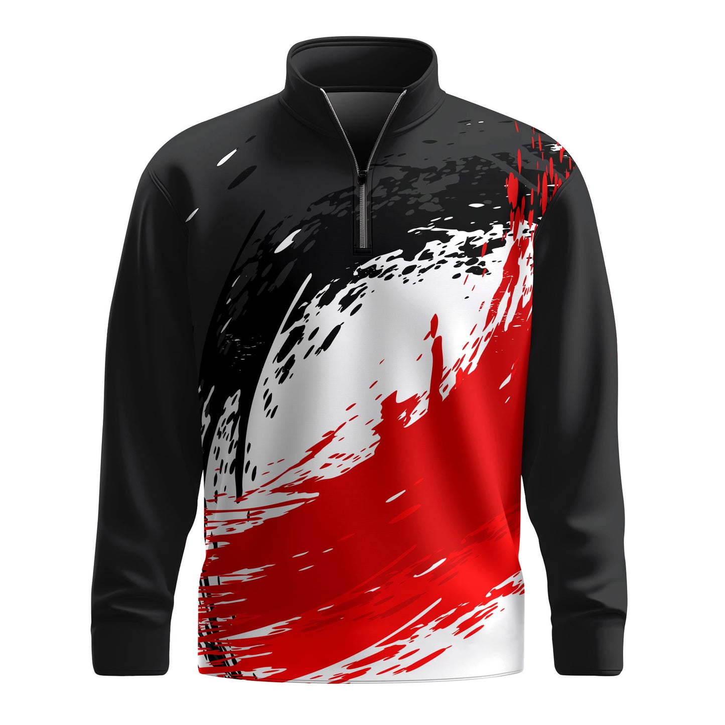 Red Black Paint Sporty 2026 Men Quarter-zip Pullover