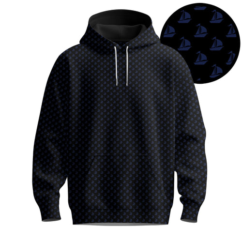 2026  White Blue Ship Men Hoodie