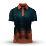 Dark Green Orange Sporty  Men Polo Shirt