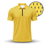 Yellow And Blue 2027  Trophy Pattern Men Zip Polo Shirt