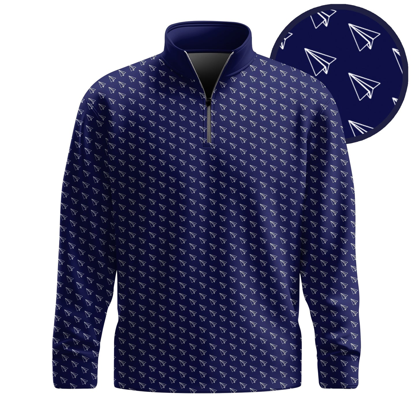 Blue Paper Airplane Men Quarter-zip Pullover