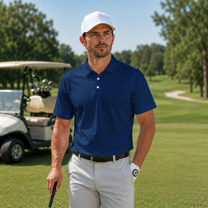 2027  Trophy Pattern Blue Men Polo Shirt