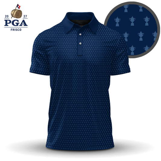 2027  Trophy Pattern Blue Men Polo Shirt