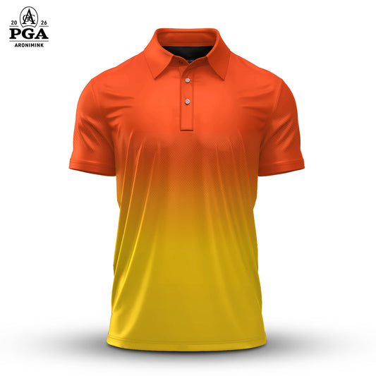 2026  Gradient Orange Yellow Men Polo Shirt