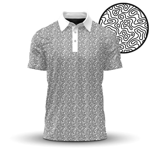 Golf Coure Black And White Pattern Men Polo Shirt