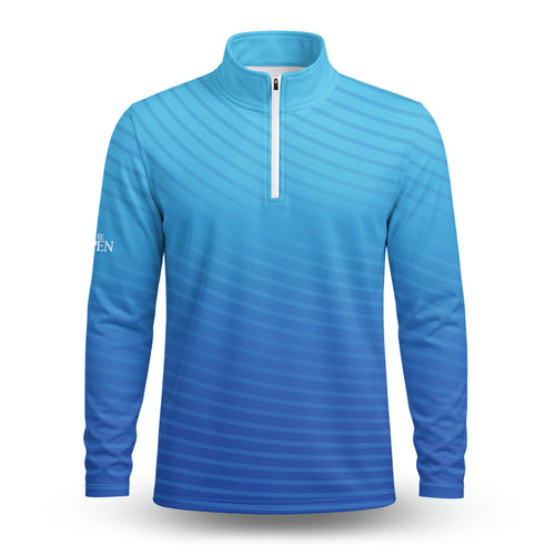 Blue Dark Blue Circle Men Quarter-zip Pullover