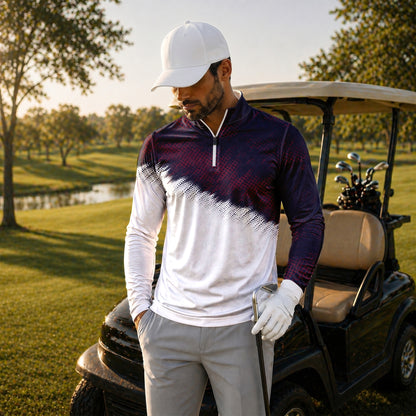 Red Blue Sport 2027  Men Quarter-zip Pullover