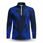Dark Blue Camo  Men Quarter-zip Pullover