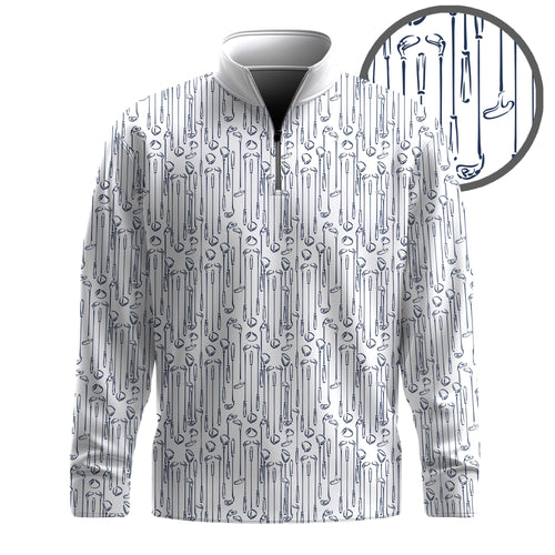 Blue Golf Clubs Pattern 2026  Men Quarter-zip Pullover