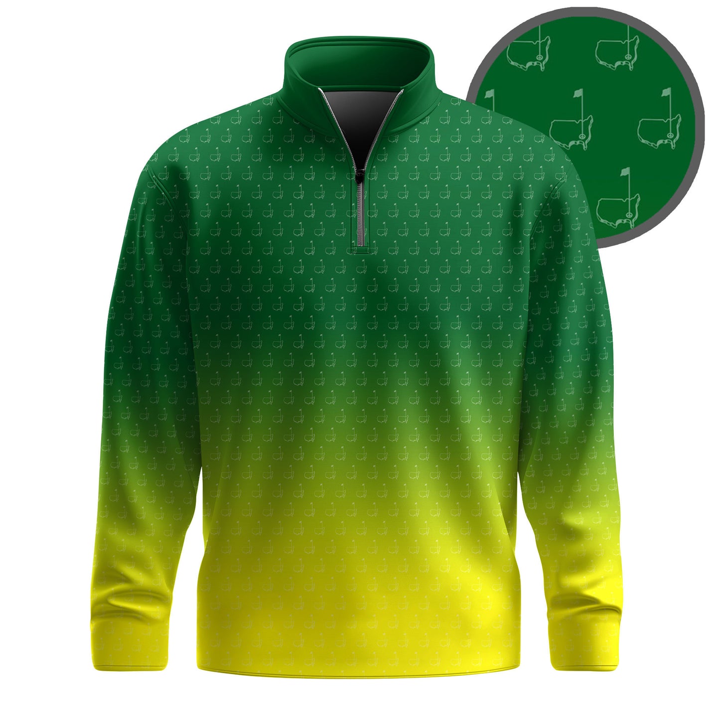 Gradient Green Yellow  Seamless Pattern Men Quarter-zip Pullover