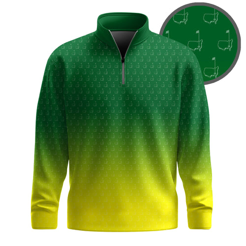 Gradient Green Yellow  Seamless Pattern Men Quarter-zip Pullover