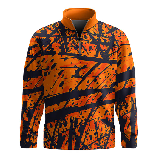 Orange Black Grey  Men Quarter-zip Pullover