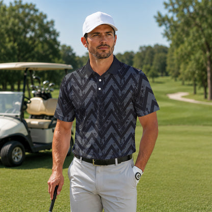 Black Grey Men Polo Shirt
