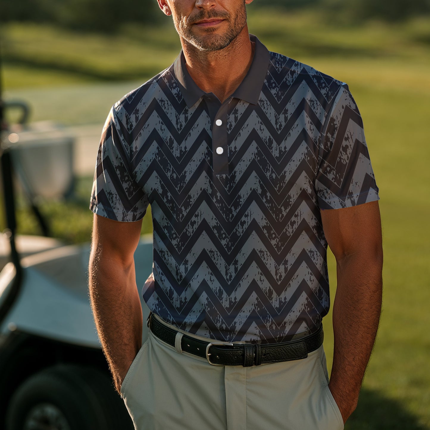 Black Grey Men Polo Shirt
