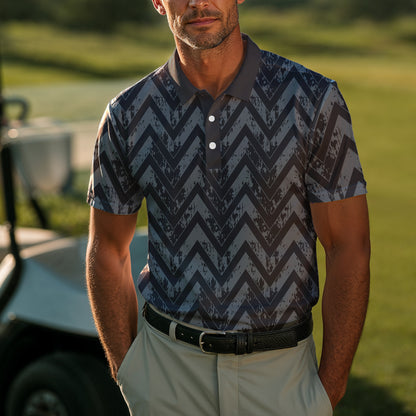 Black Grey Men Polo Shirt