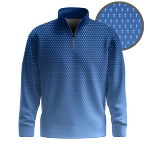 Gradient Blue 2026  Trophy Pattern Men Quarter-zip Pullover