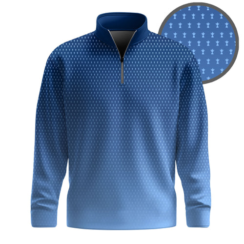 Gradient Blue 2026  Trophy Pattern Men Quarter-zip Pullover