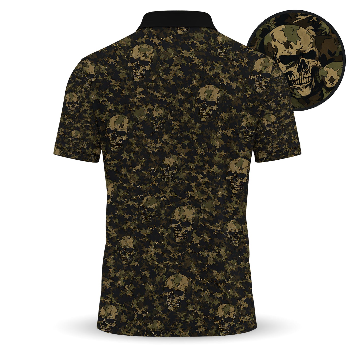 Camo Skull Seamles Pattern Men Golf Polo Shirt
