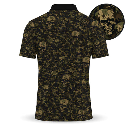 Camo Skull Seamles Pattern Men Golf Polo Shirt